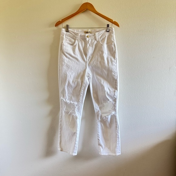 L’agence White Nevia Distressed Slouchy Straight-Leg Jeans size 28 - Picture 6 of 13